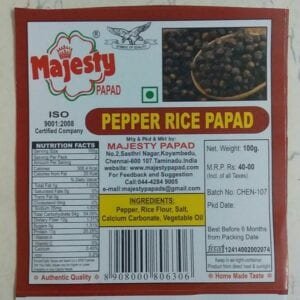 MAJESTY PAPADS-PEPPER RICE PAPAD-100gm