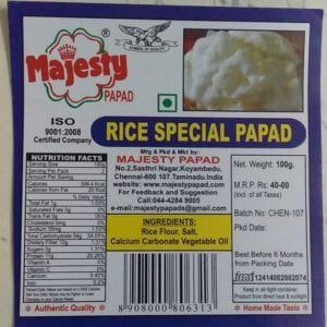 MAJESTY PAPADS-SPECIAL RICE PAPAD-100gm