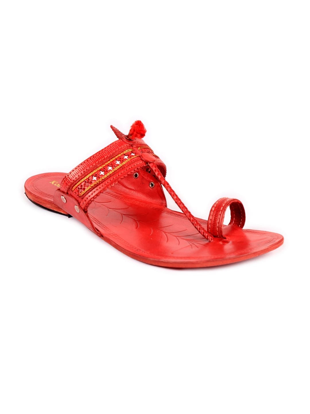 red kolhapuri chappal