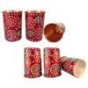 RASTOGI HANDICRAFTS-HAND PAINTED PURE COPPER GLASS PACK OF 6-RED
