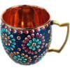 RASTOGI HANDICRAFTS-PURE COPPER COLD COFFEE HAND PAINTED MUG-BLUE