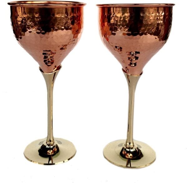 RASTOGI HANDICRAFTS-BAR RESTAURANT PURE COPPER WINE GLASS-BROWN