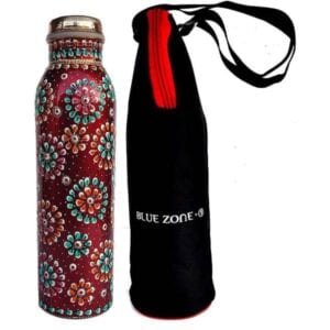 RASTOGI HANDICRAFTS-PURE COPPER WATER BOTTLE WITH INSULATED BAG-1000 ml