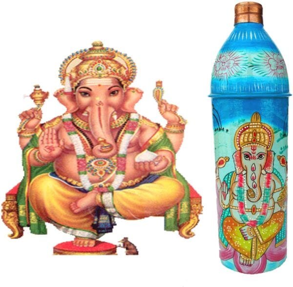 RASTOGI HANDICRAFTS-HAND PAINTED PURE COPPER WATER-750 ml