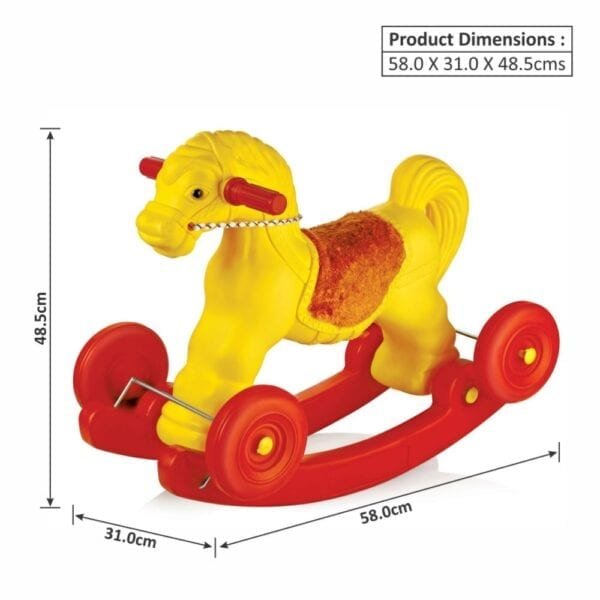 KHELO KUDOO-KID'S ROCKING HORSE TOY-RED & YELLOW