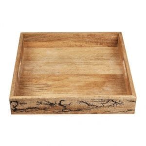 GRIPYOGA-WOODEN CRACKLE TRAY FOR TEA COFFEE SERVING-BROWN