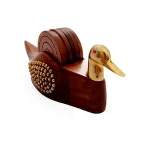 GRIPYOGA-WOODEN BEAUTIFUL DUCK DESIGN COASTER STAND-MULTICOLOR