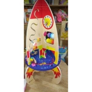 STRAWBERRY STOP-KID'S WOODEN ROCKET SHAPE SPIRAL TABLE-MULTICOLOR