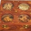 GRIPYOGA-WOODEN DRY FRUIT AND MASALA BOX (4 BOWLS)-BROWN