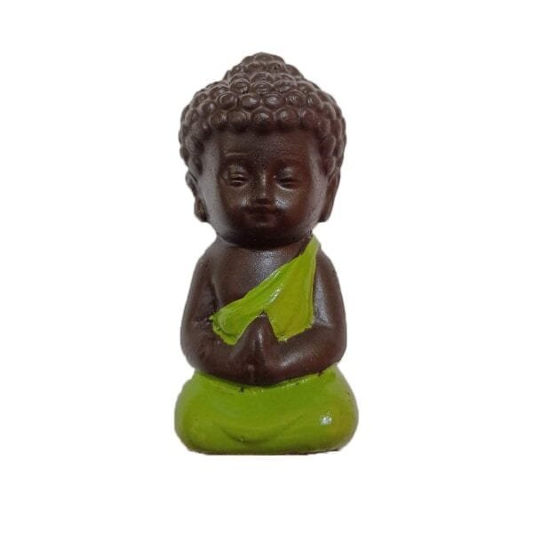 DIVINE SHOP-TWO LORD BUDDHA LITTLE MONK SEATED IDOLS-MULTICOLOR