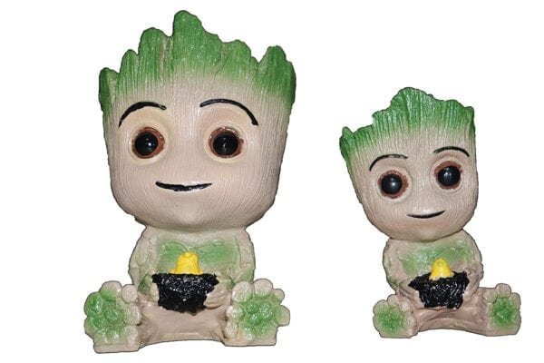 DIVINE SHOP-CUTE BABY GROOT COMBO PLANTER POT-GREEN ( PACK OF 2 )