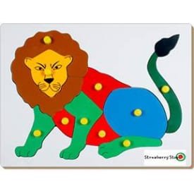 STRAWBERRY STOP-KID'S LION JIG SAW LIFT OUT PUZZLE-MULTICOLOR