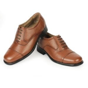 HOREX-MEN'S 100 % GENUINE LEATHER FORMAL OXFORD LACE UP SHOE-BROWN