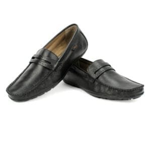 HOREX-MEN'S 100% PURE LEATHER CASUAL LOAFER SHOES-BLACK