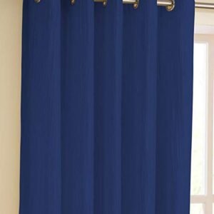 CURTAIN DECOR-FAUX SILK POLYESTER BLEND BLACKOUT CURTAIN-BLUE