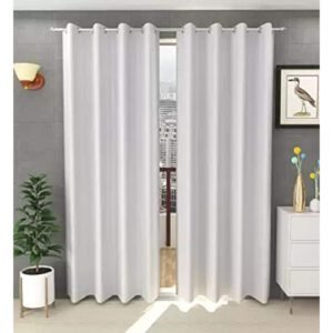 CURTAIN DECOR-SOLID FAUX SILK POLYESTER CURTAIN-WHITE (PACK OF 2)