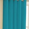 CURTAIN DECOR-FAUX SILK POLYESTER BLEND BLACKOUT CURTAIN-AQUA