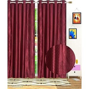 CURTAIN DECOR-POLYRESIN MORPANKH PUNCHING CURTAIN-MAROON (PACK OF 2)