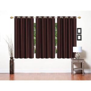 CURTAIN DECOR-POLYESTER PLAIN WINDOW CURTAIN-BROWN (PACK OF 3)