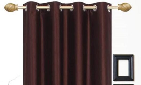 CURTAIN DECOR-POLYESTER PLAIN WINDOW CURTAIN-BROWN (PACK OF 3)