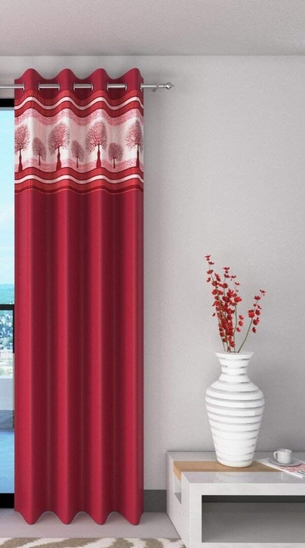 CURTAIN DECOR-POLYESTER TREE PATCH CURTAIN-MAROON (PACK OF 2)