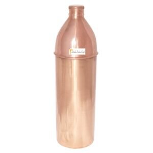 Prisha India Craft-Bislery Design Copper Water Bottle-Brown (800 ml)