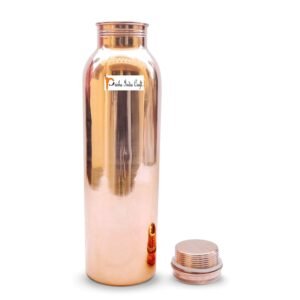 Prisha India Craft-Pure Copper Water Bottle-Brown (600 ml)