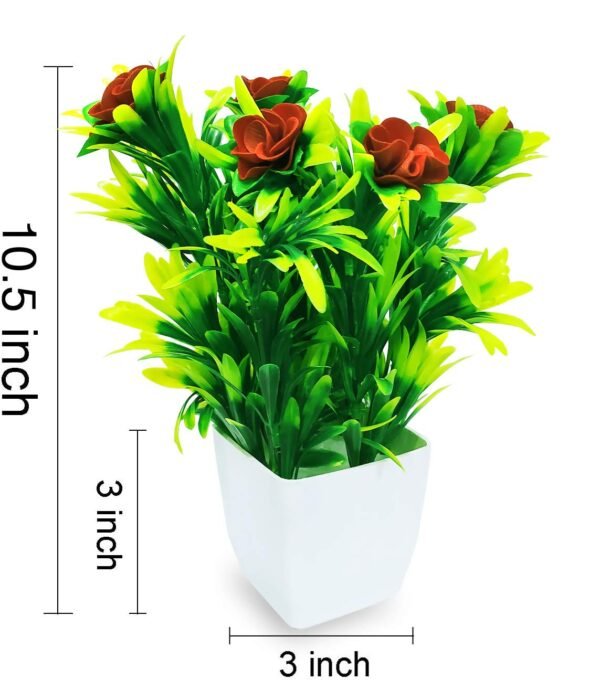 WOODZONE-ARTIFICIAL FLOWERS WITH PLASTIC VASE-GREEN ( PACK OF 4)