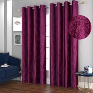 CURTAIN DECOR-POLYESTER TREE FLORAL PUNCH CURTAIN-WINE (PACK OF 2)