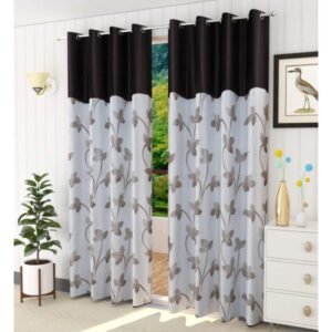 CURTAIN DECOR-POLYESTER PEARL DESIGN PRINT CURTAIN-BROWN (PACK OF 2)