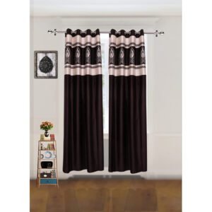 CURTAIN DECOR-POLYESTER LEAF LONG PATCH CURTAIN-COFFEE (PACK OF 2)