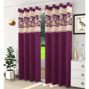 Curtain Decor-Polyresin Gold Patch Eyelet Curtain-Wine (Pack Of 2)