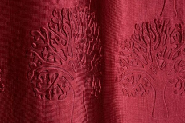 CURTAIN DECOR-POLYESTER TREE FLORAL PUNCH CURTAIN-MAROON (PACK OF 2)