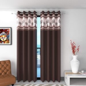 CURTAIN DECOR-POLYESTER TREE PATCH CURTAIN-BROWN (PACK OF 2)