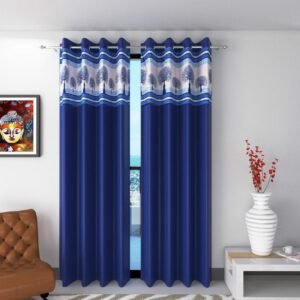 CURTAIN DECOR-POLYESTER TREE PATCH CURTAIN-BLUE (PACK OF 2)