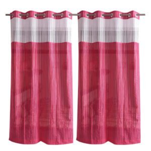 CURTAIN DECOR-POLYESTER TISSUE NET EYELET CURTAIN-PINK (PACK OF 2)