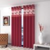 CURTAIN DECOR-POLYESTER TREE PATCH CURTAIN-MAROON (PACK OF 2)