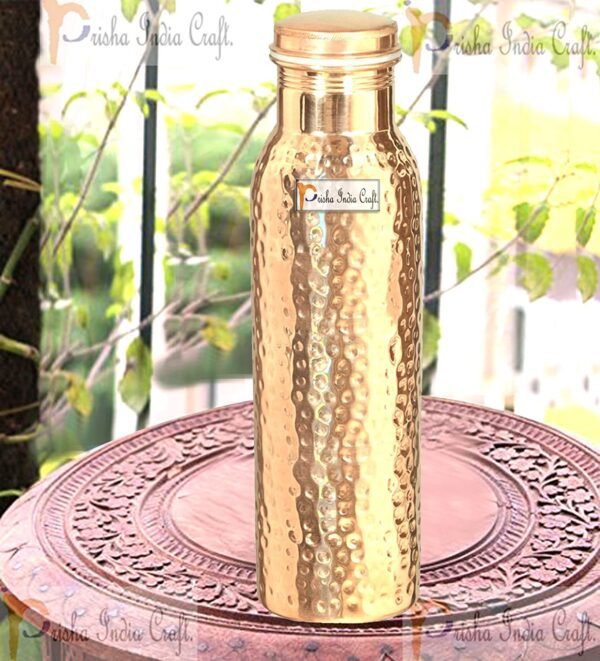Prisha India Craft-Pure Copper Hammered Water Bottle-Pack Of 2 (900 ml)