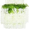 WOODZONE-ARTIFICIAL WISTERIA VINE HANGING FLOWER STRINGS-WHITE