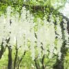 WOODZONE-ARTIFICIAL WISTERIA VINE HANGING FLOWER STRINGS-WHITE