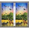 CURTAIN DECOR-3D DIGITAL FAUX SILK CRUSH PRINT CURTAIN-JUNGLE BOOK