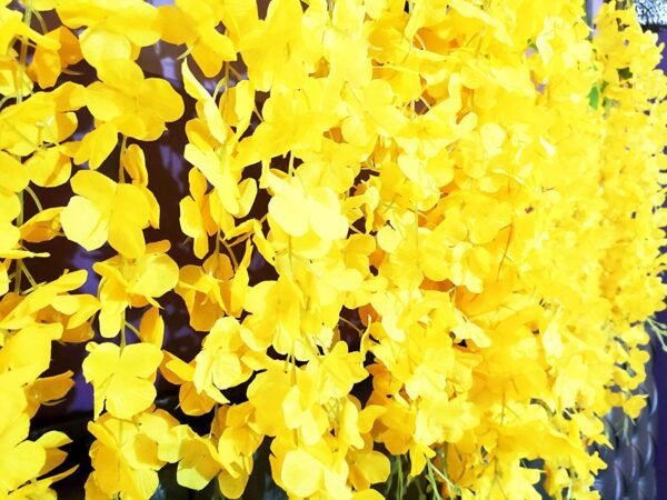 WOODZONE-ARTIFICIAL WISTERIA VINE HANGING FLOWER STRINGS-YELLOW