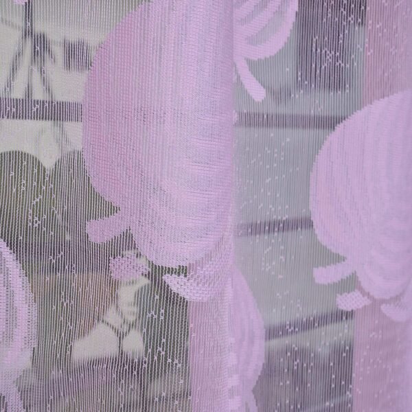 CURTAIN DECOR-POLYESTER SHEER LEAF PUNCH NET EYELET CURTAIN-PINK