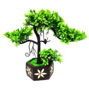 WOODZONE-ARTIFICIAL BONSAI PLANT WITH WOODEN POT-4 STEPS 8x12 Inch