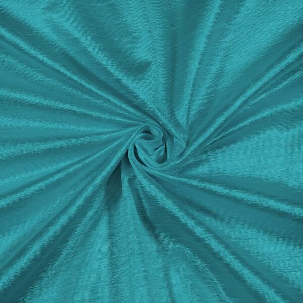 CURTAIN DECOR-FAUX SILK POLYESTER BLEND BLACKOUT CURTAIN-AQUA