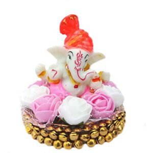 Beckon Venture-Handcrafted Blessing Lord Ganesha Statue-Pink & White