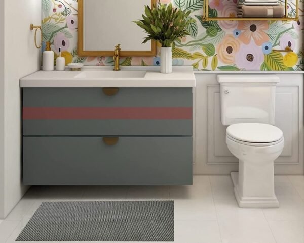 Reyansh Decor-Attractive & Decorative Bathroom Rubber Mat-Grey