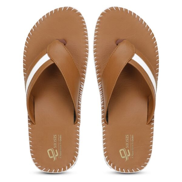 Emosis-Men's Faux Leather Casual Chappal Cum Thong Sandal-Tan