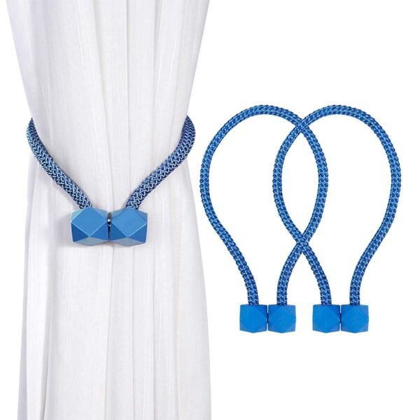 Reyansh Decor-Modern Curtain Solid Tassels (Hooks)-Blue (Pack Of 2)