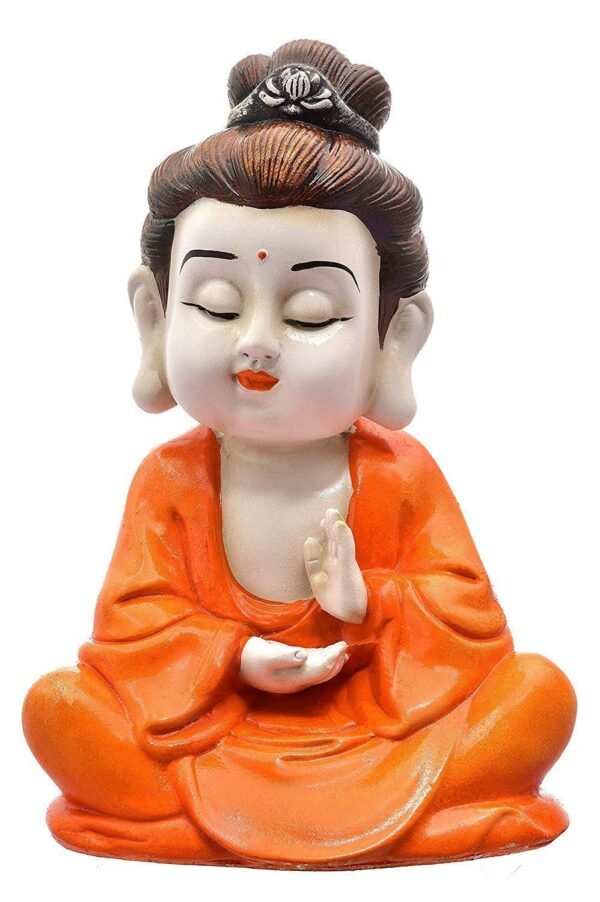Beckon Venture-Polyresin Handcrafted Meditating Lord Buddha-Orange